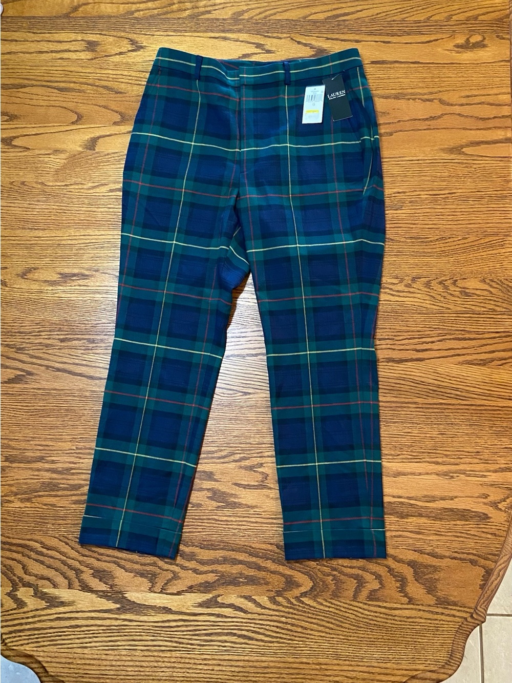 NWT Lauren Ralph Lauren Pants Women’s Sz 12 Zippered Plaid Pocketed Cuffed Ankle
